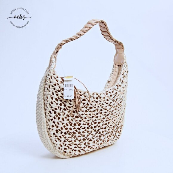 NWT Talbots Straw Shoulder Bag Beige - Picture 6 of 14